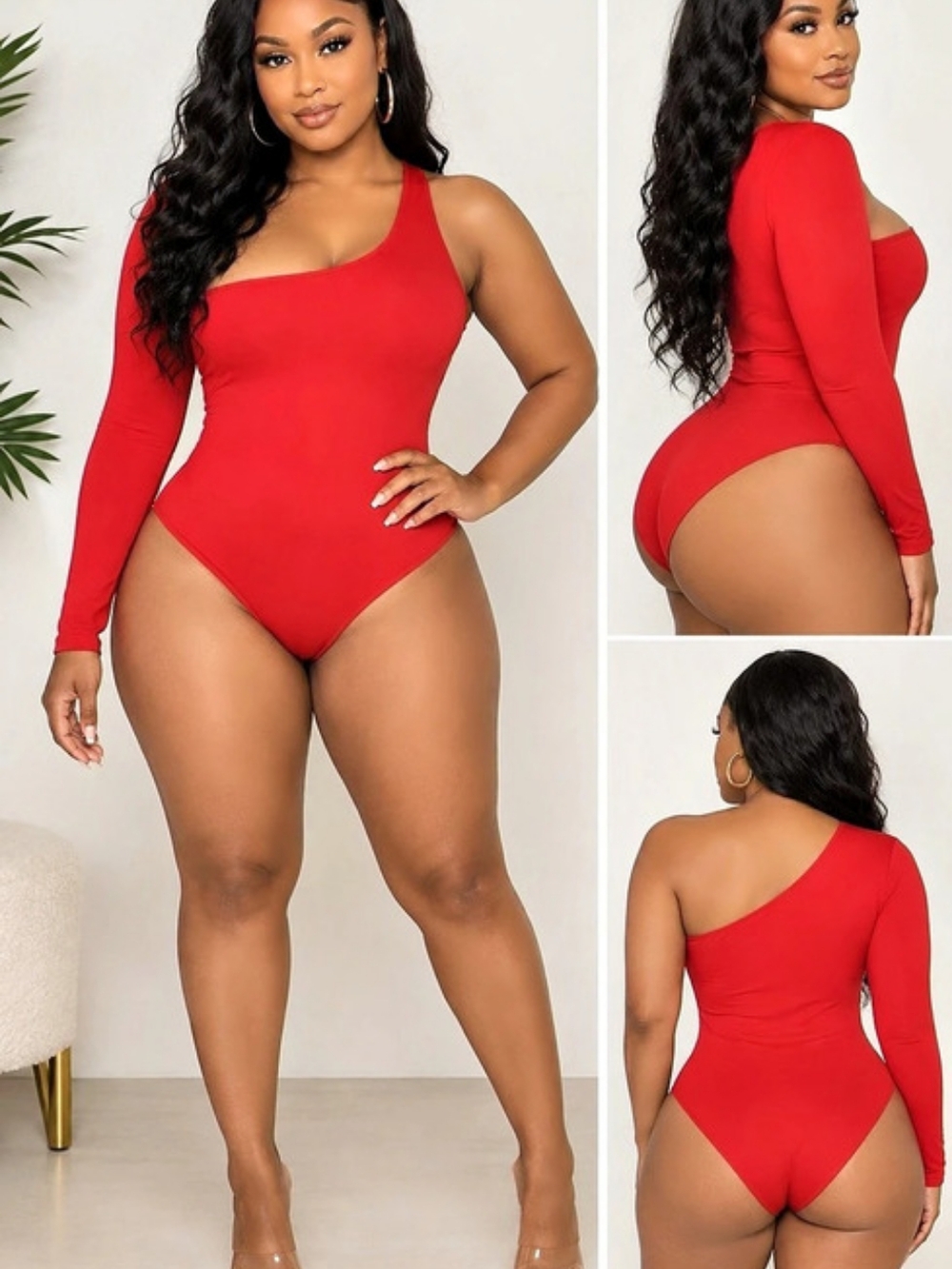 Fashion Nova Arms Around Me Bodysuit Red Long Sleeve Size 1X Like New